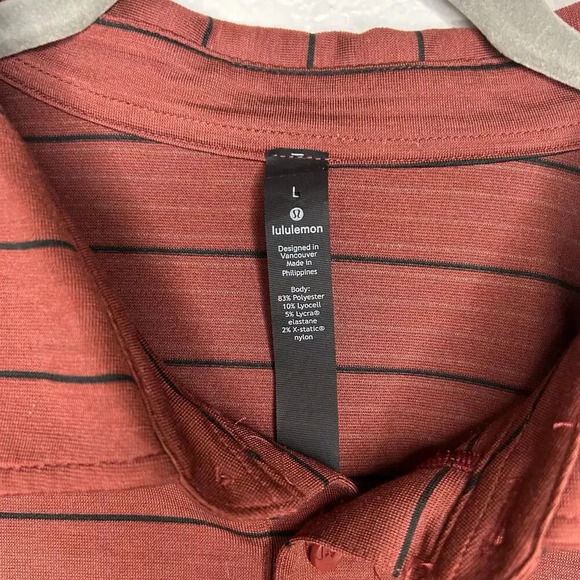 Lululemon Evolution Polo Nevis Stripe Savannah Black mens slze L - Picture 4 of 9